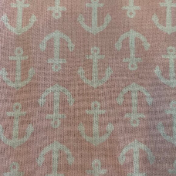 Hearth and Home Hand Crafted One Pocket Anchor Print Fabric Apron Pink Wht OS - Picture 5 of 7
